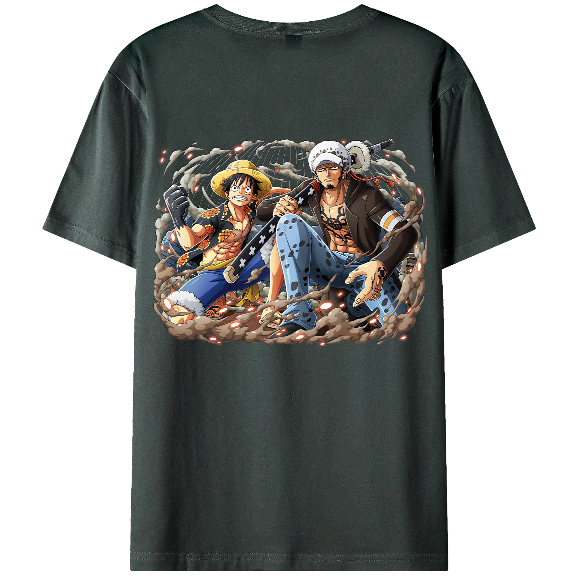 ワンピース モンキー・D・ルフィ ONE PIECE Monkey D. Luffy 綿100％ メンズ半袖Tシャツ（バックプリント） 通気性